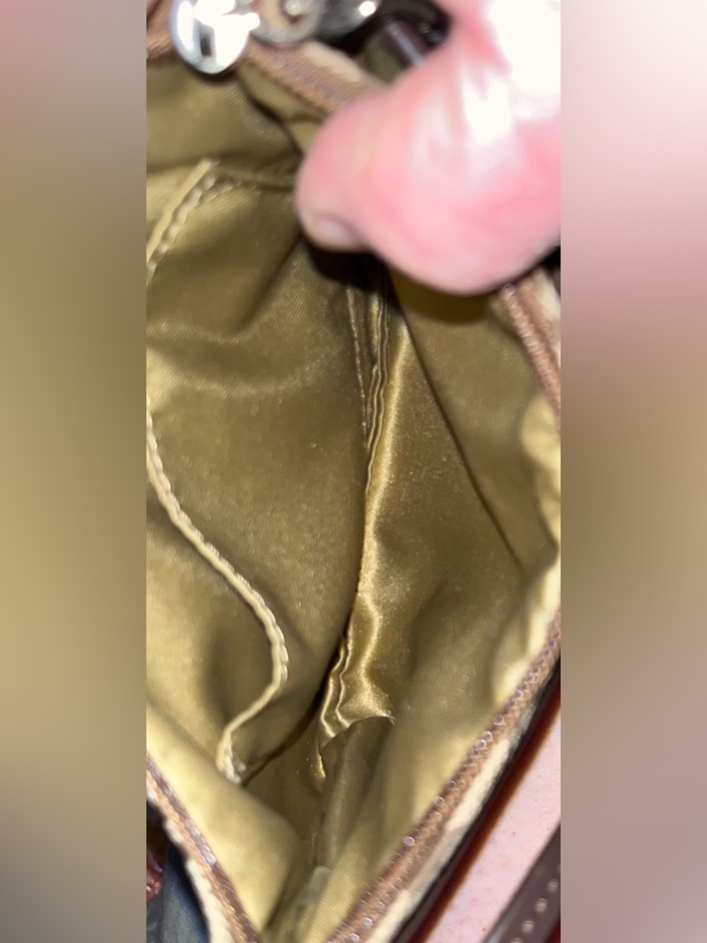 Coach Signature Jacquard Clutch in Khaki and Brown - Picture 3 of 5